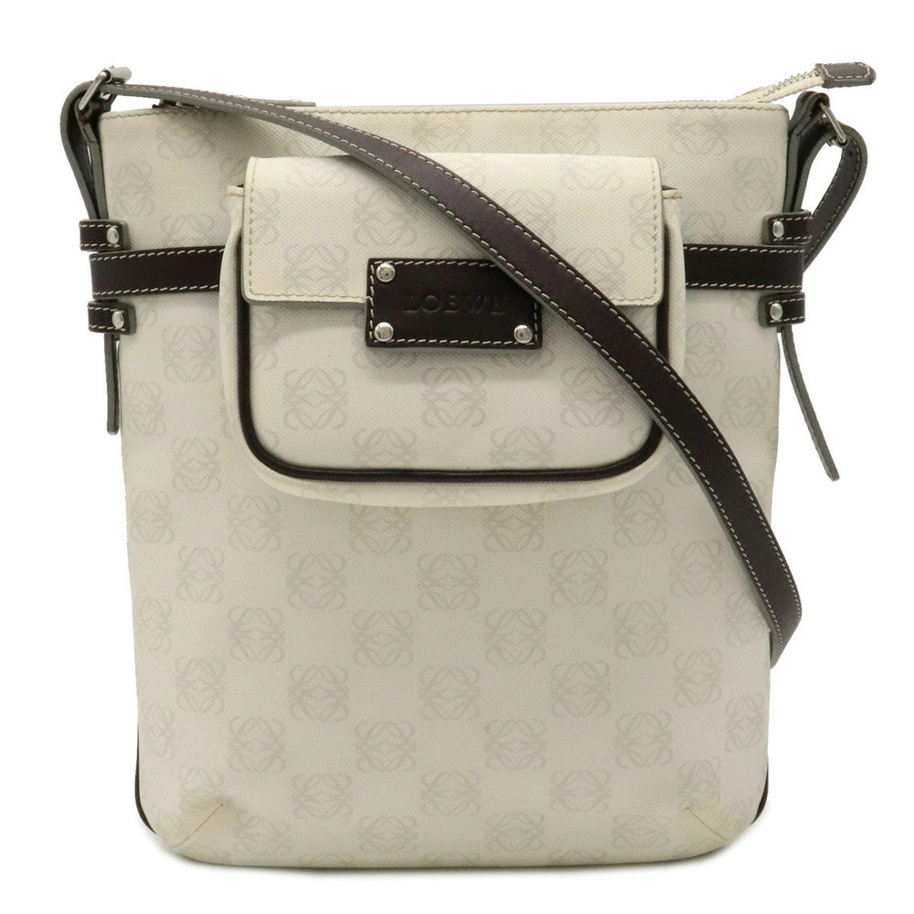 Loewe Anagram Crossbody Bag Leather Ivory White Dark Brown